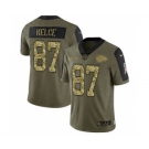 Men's Kansas City Chiefs #87 Travis Kelce 2021 Olive Camo Salute To Service Limited Stitched Football Jersey