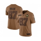 Men’s Kansas City Chiefs #87 Travis Kelce 2023 Brown Salute To Service Limited Football Stitched Jersey