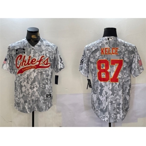 Men's Kansas City Chiefs #87 Travis Kelce 2024 Arctic Camo Salute To Service Stitched Baseball Jersey