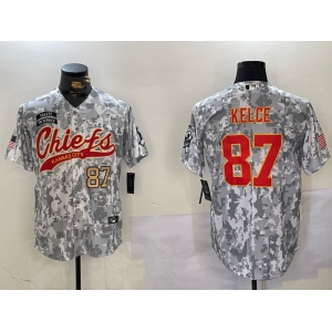 Men's Kansas City Chiefs #87 Travis Kelce 2024 Arctic Camo Salute To Service Stitched Baseball Jerseys