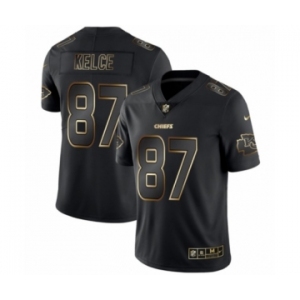 Men's Kansas City Chiefs #87 Travis Kelce Black 2019 Vapor Limited Golden Edition Jersey