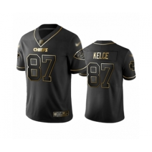 Men's Kansas City Chiefs #87 Travis Kelce Limited Black Golden Edition Football Jersey