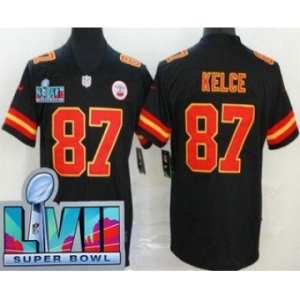 Men's Kansas City Chiefs #87 Travis Kelce Limited Black Super Bowl LVII Vapor Jersey