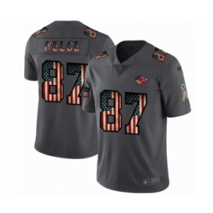 Men's Kansas City Chiefs #87 Travis Kelce Limited Black USA Flag 2019 Salute To Service Football Jersey