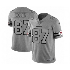 Men's Kansas City Chiefs #87 Travis Kelce Limited Gray Team Logo Gridiron Football Jersey