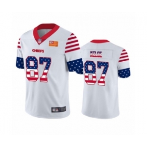 Men's Kansas City Chiefs #87 Travis Kelce Limited White Independence Day Football Jersey