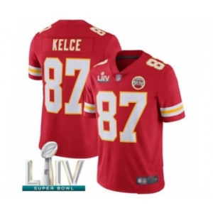 Men's Kansas City Chiefs #87 Travis Kelce Red Team Color Vapor Untouchable Limited Player Super Bowl LIV Bound Football Jersey