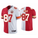 Men’s Kansas City Chiefs #87 Travis Kelce Red & White Split Limited Stitched Jersey