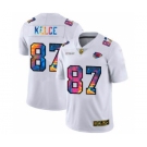 Men's Kansas City Chiefs #87 Travis Kelce White Multi-Color 2020 Football Crucial Catch Limited Football Jersey