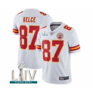 Men's Kansas City Chiefs #87 Travis Kelce White Vapor Untouchable Limited Player Super Bowl LIV Bound Football Jersey