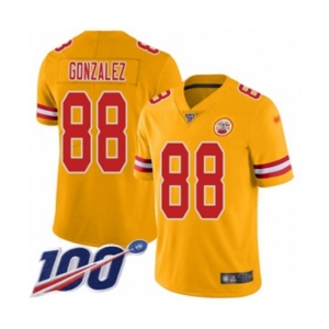 Men's Kansas City Chiefs #88 Tony Gonzalez Limited Gold Inverted Legend 100th Season Football Jersey