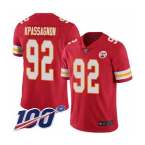 Men's Kansas City Chiefs #92 Tanoh Kpassagnon Red Team Color Vapor Untouchable Limited Player 100th Season Football Jersey