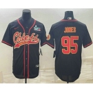 Men's Kansas City Chiefs #95 Chris Jones Black With Super Bowl LVII Patch Cool Base Stitched Baseball Jersey