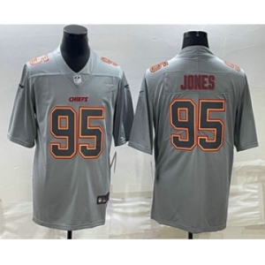 Men's Kansas City Chiefs #95 Chris Jones Gray Atmosphere Fashion Stitched Jersey