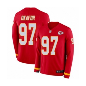 Men's Kansas City Chiefs #97 Alex Okafor Limited Red Therma Long Sleeve Football Jersey