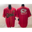 Men's Kansas City Chiefs Big Logo Red Gold Cool Base Stitched Baseball Jersey