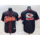 Men's Kansas City Chiefs Black Team Big Logo With Patch Cool Base Stitched Baseball Jersey