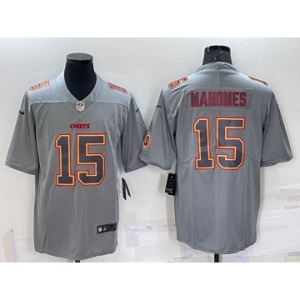 Men's Kansas City Chiefs Patrick Mahomes LOGO Grey Atmosphere Fashion Vapor Untouchable Stitched Limited Jersey