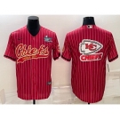 Men's Kansas City Chiefs Red Team Big Logo With Super Bowl LVII Patch Cool Base Stitched Baseball Jersey