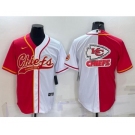 Men's Kansas City Chiefs Red White Team Big Logo With Patch Cool Base Stitched Baseball Jersey