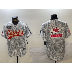 Men's Kansas City Chiefs Team Logo 2024 Arctic Camo Salute to Service Stitched Baseball Jerseys