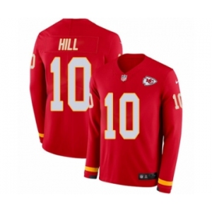 Men's Nike Kansas City Chiefs #10 Tyreek Hill Limited Red Therma Long Sleeve NFL Jersey