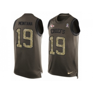 Men's Nike Kansas City Chiefs #19 Joe Montana Limited Green Salute to Service Tank Top NFL Jersey