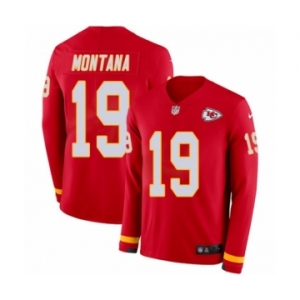 Men's Nike Kansas City Chiefs #19 Joe Montana Limited Red Therma Long Sleeve NFL Jersey