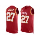 Men's Nike Kansas City Chiefs #27 Kenneth Acker Limited Red Player Name & Number Tank Top NFL Jersey