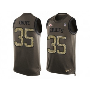 Men's Nike Kansas City Chiefs #35 Christian Okoye Limited Green Salute to Service Tank Top NFL Jersey