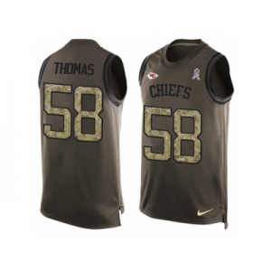 Men's Nike Kansas City Chiefs #58 Derrick Thomas Limited Green Salute to Service Tank Top NFL Jersey