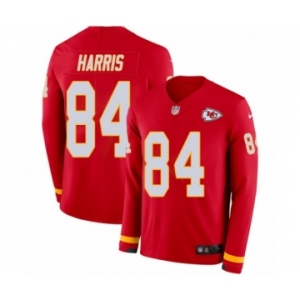 Men's Nike Kansas City Chiefs #84 Demetrius Harris Limited Red Therma Long Sleeve NFL Jersey