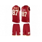 Men's Nike Kansas City Chiefs #87 Travis Kelce Limited Red Tank Top Suit NFL Jersey