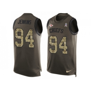 Men's Nike Kansas City Chiefs #94 Jarvis Jenkins Limited Green Salute to Service Tank Top NFL Jersey