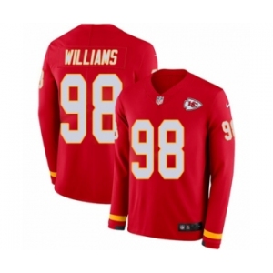 Men's Nike Kansas City Chiefs #98 Xavier Williams Limited Red Therma Long Sleeve NFL Jersey