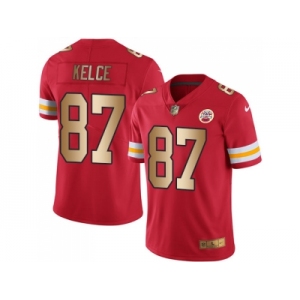 Nike Kansas City Chiefs #87 Travis Kelce Red Men's Stitched NFL Limited Gold Rush Jersey