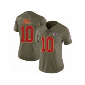 Women Nike Kansas City Chiefs #10 Tyreek Hill Limited Olive 2017 Salute to Service NFL Jersey