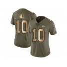 Women Nike Kansas City Chiefs #10 Tyreek Hill Limited Olive Gold 2017 Salute to Service NFL Jersey