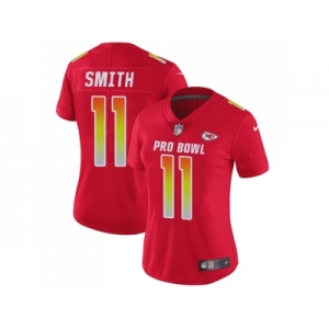 Women Nike Kansas City Chiefs #11 Alex Smith Red Stitched NFL Limited AFC 2018 Pro Bowl Jersey