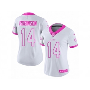 Women Nike Kansas City Chiefs #14 Demarcus Robinson Limited White Pink Rush Fashion NFL Jersey