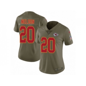 Women Nike Kansas City Chiefs #20 Steven Nelson Limited Olive 2017 Salute to Service NFL Jersey