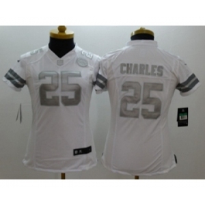 Women Nike Kansas City Chiefs #25 Jamaal Charles Platinum White Jerseys