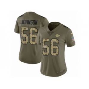 Women Nike Kansas City Chiefs #56 Derrick Johnson Limited Olive Camo 2017 Salute to Service NFL Jersey