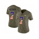 Women Nike Kansas City Chiefs #7 Harrison Butker Limited Olive USA Flag 2017 Salute to Service NFL Jersey