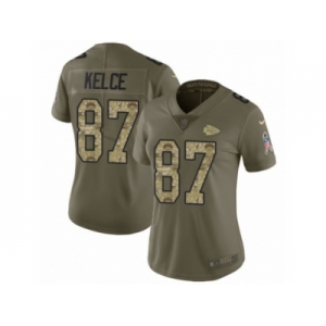 Women Nike Kansas City Chiefs #87 Travis Kelce Limited Olive Camo 2017 Salute to Service NFL Jersey