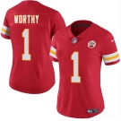 Women's Kansas City Chiefs #1 Xavier Worthy Red 2024 Draft Vapor Untouchable Limited Football Stitched Jersey