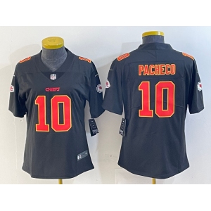Women's Kansas City Chiefs #10 Isiah Pacheco Black Fashion Vapor Limited Stitched Jersey