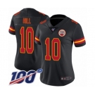 Women's Kansas City Chiefs #10 Tyreek Hill Limited Black Rush Vapor Untouchable 100th Season Football Jersey