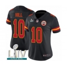 Women's Kansas City Chiefs #10 Tyreek Hill Limited Black Rush Vapor Untouchable Super Bowl LIV Bound Football Jersey