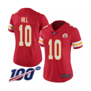 Women's Kansas City Chiefs #10 Tyreek Hill Red Team Color Vapor Untouchable Limited Player 100th Season Football Jersey